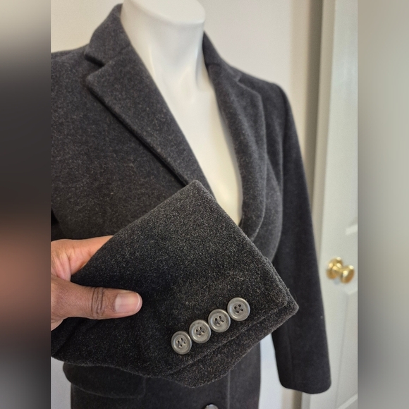J.Crew Top Coat Wool/Cashmere Button Down Fully Lined Charcoal Peacoat(2)Petite - Picture 7 of 11